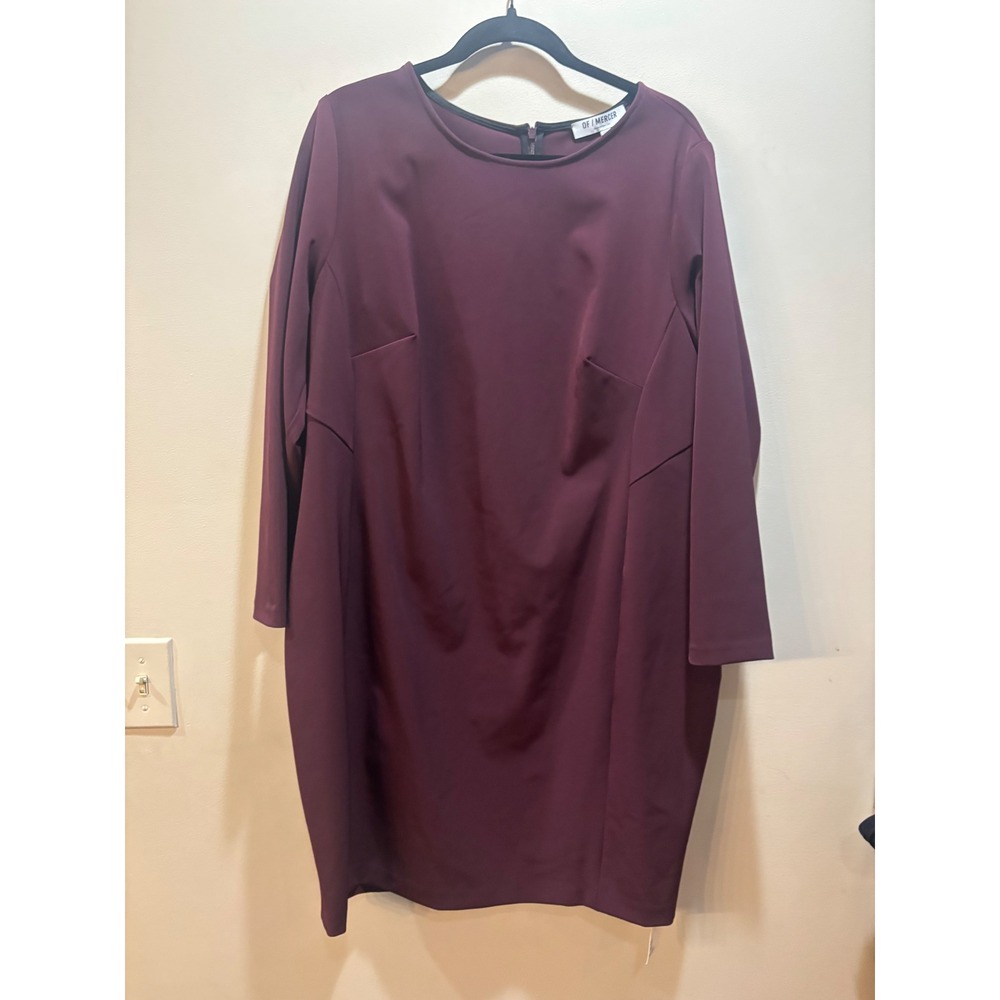 NWT OF MERCER Burgundy Long Sleeve Sheath Dress 18W Career Workwear Church